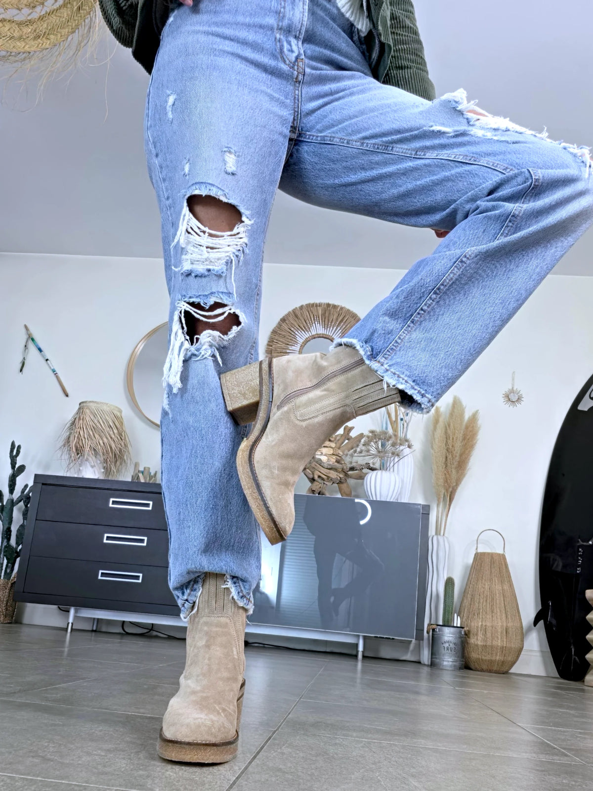 Bottines Janis beiges 100% cuir - 𝐌𝐚𝐫𝐢𝐧𝐚𝟒𝟒𝐟𝐚𝐦𝐢𝐥𝐲