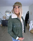 Blouson teddy velours côtelé vert-kaki - 𝐌𝐚𝐫𝐢𝐧𝐚𝟒𝟒𝐟𝐚𝐦𝐢𝐥𝐲