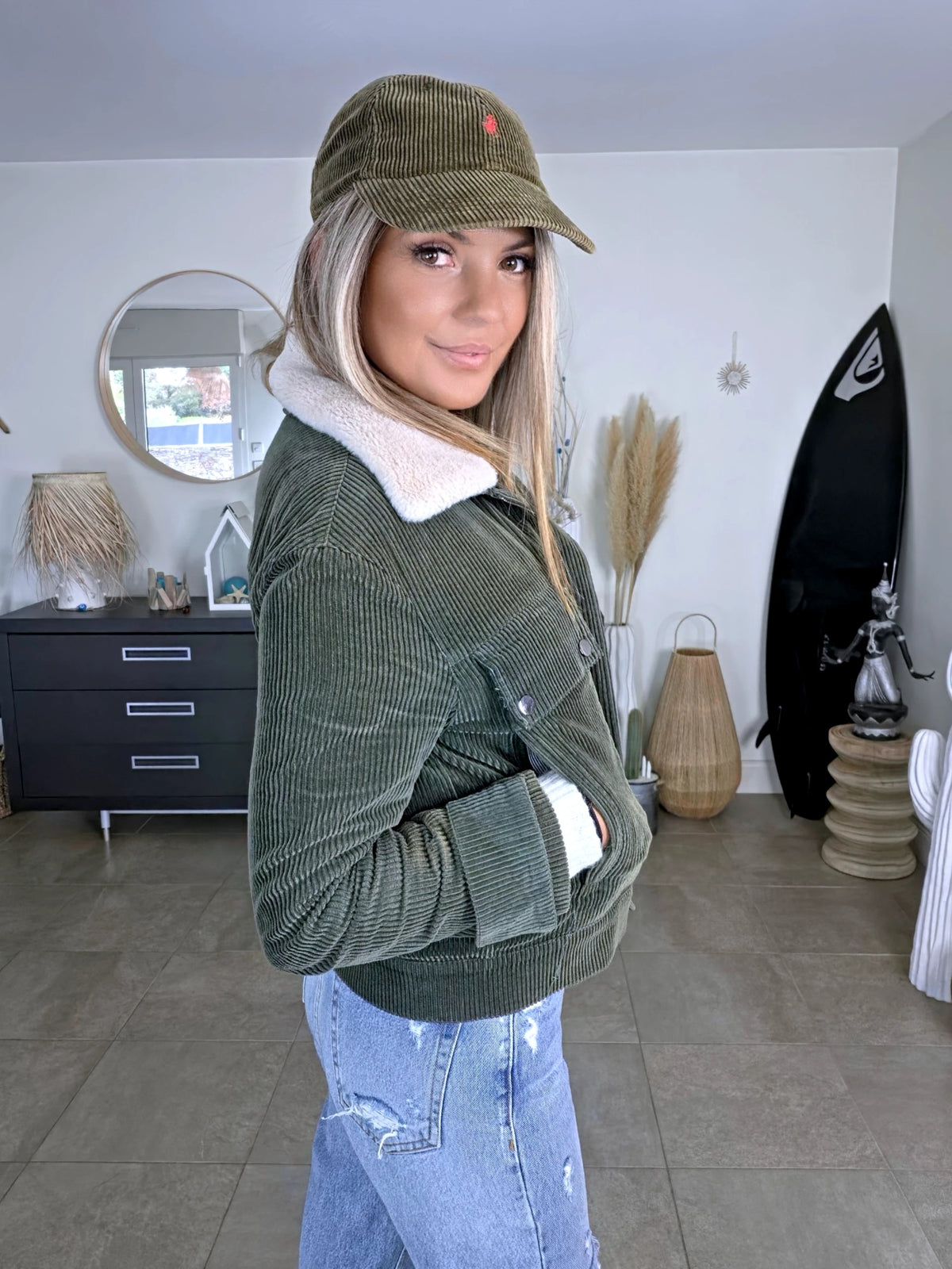Blouson teddy velours côtelé vert-kaki - 𝐌𝐚𝐫𝐢𝐧𝐚𝟒𝟒𝐟𝐚𝐦𝐢𝐥𝐲