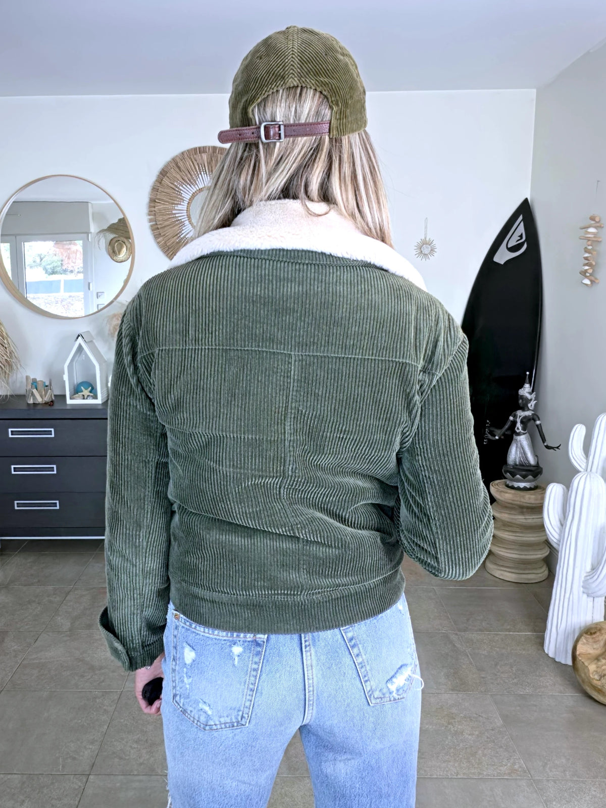 Blouson teddy velours côtelé vert-kaki - 𝐌𝐚𝐫𝐢𝐧𝐚𝟒𝟒𝐟𝐚𝐦𝐢𝐥𝐲