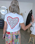 T-shirt blanc dos coeur en dentelle