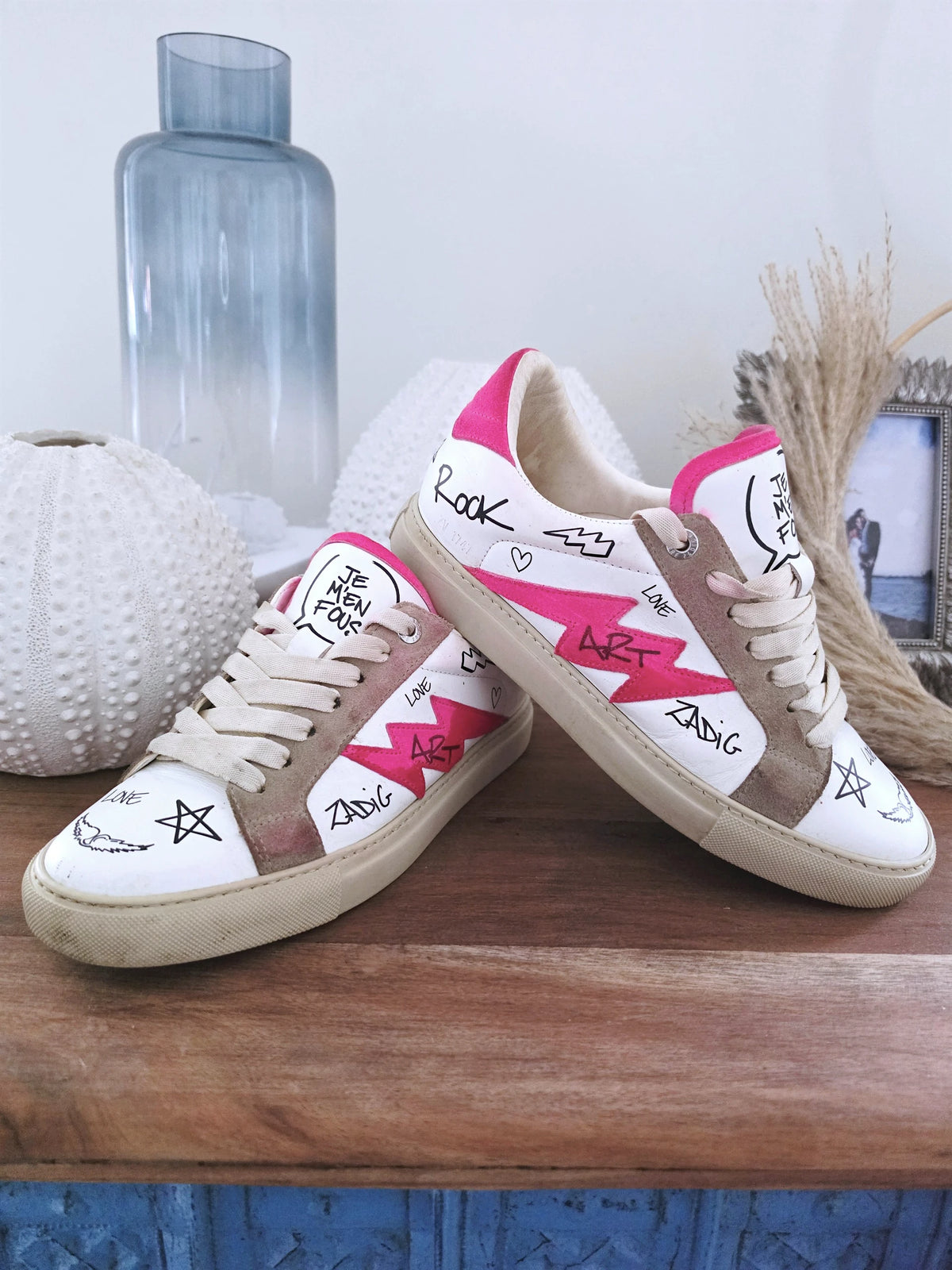 Baskets ZV1747 blanche à tags 100% cuir - 𝐌𝐚𝐫𝐢𝐧𝐚𝟒𝟒𝐟𝐚𝐦𝐢𝐥𝐲