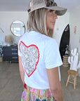 T-shirt blanc dos coeur en dentelle
