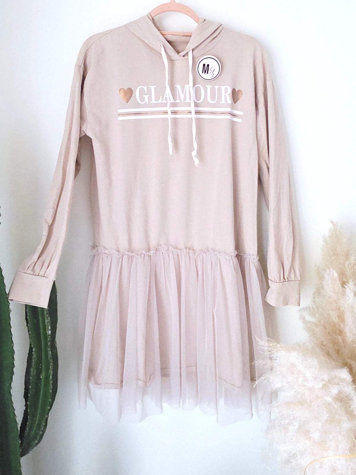 Robe beige à effet superposition
