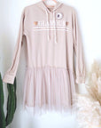 Robe beige à effet superposition