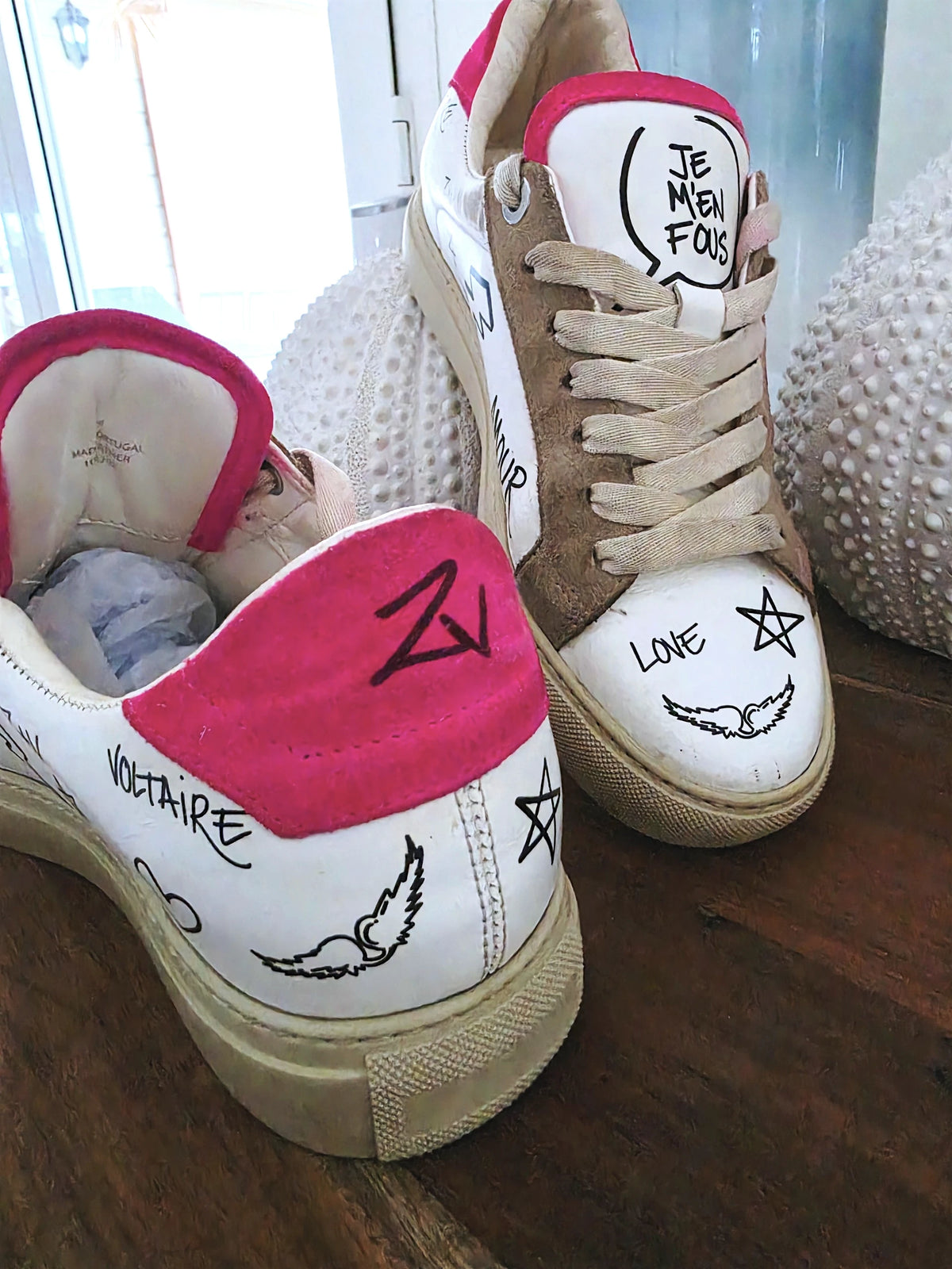 Baskets ZV1747 blanche à tags 100% cuir - 𝐌𝐚𝐫𝐢𝐧𝐚𝟒𝟒𝐟𝐚𝐦𝐢𝐥𝐲