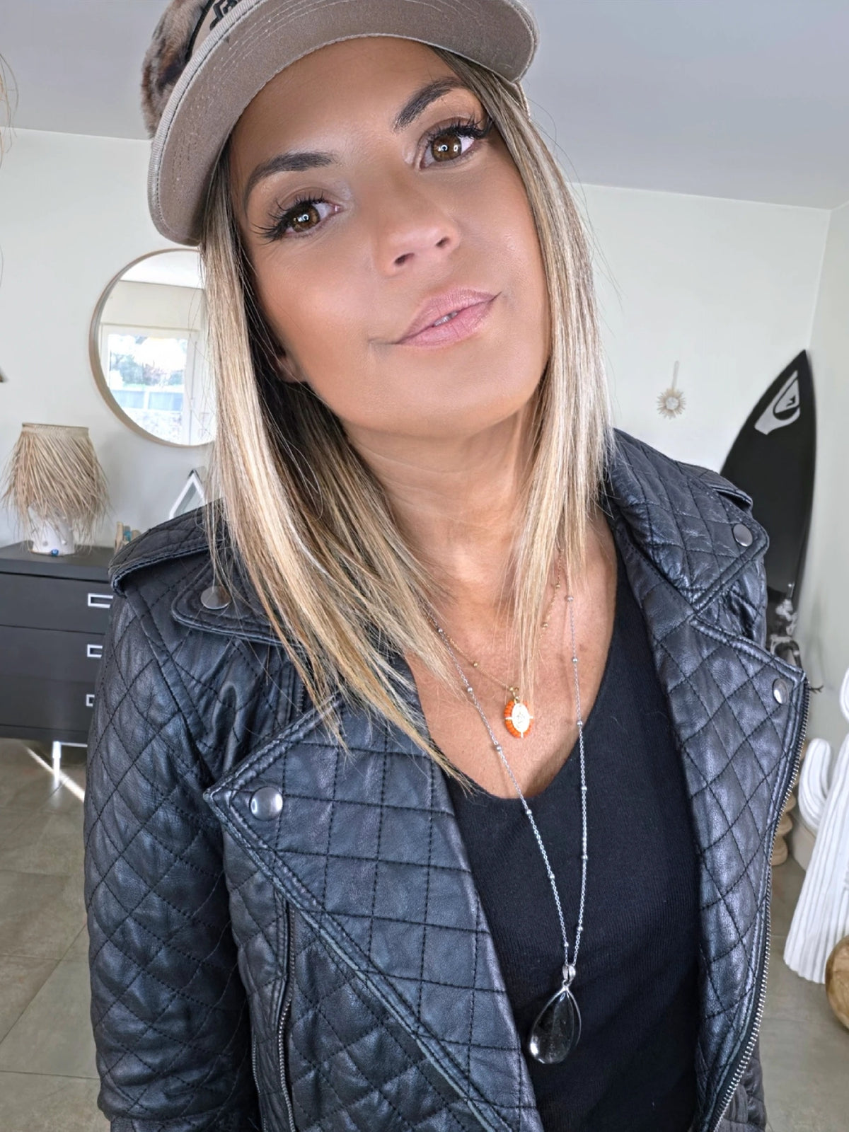 Perfecto noir matelassé 100% cuir