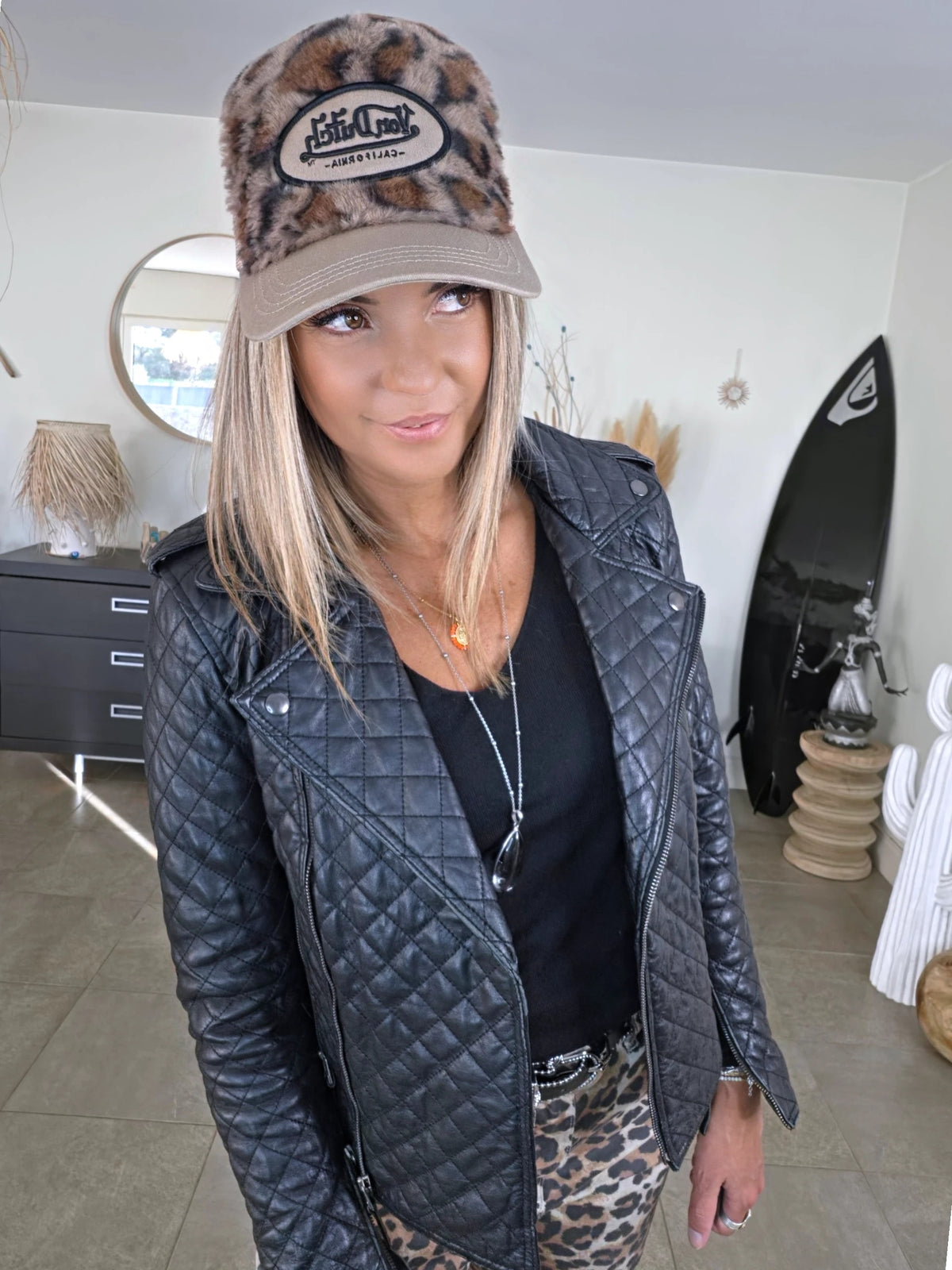 Perfecto noir matelassé 100% cuir