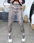 Pantalon à imprimé léopard