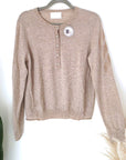 Pull beige chiné à maille fine et chaude