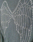 Pull noir à maille fine dos à strass