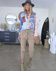 Pantalon beige coupe cargo