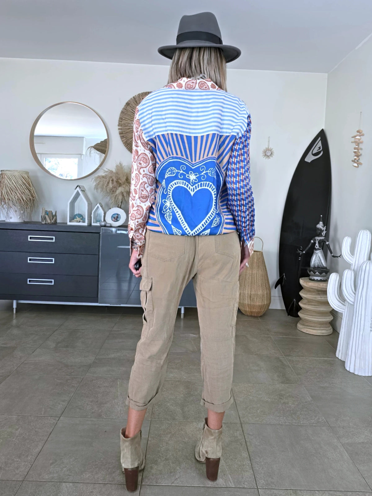 Pantalon beige coupe cargo