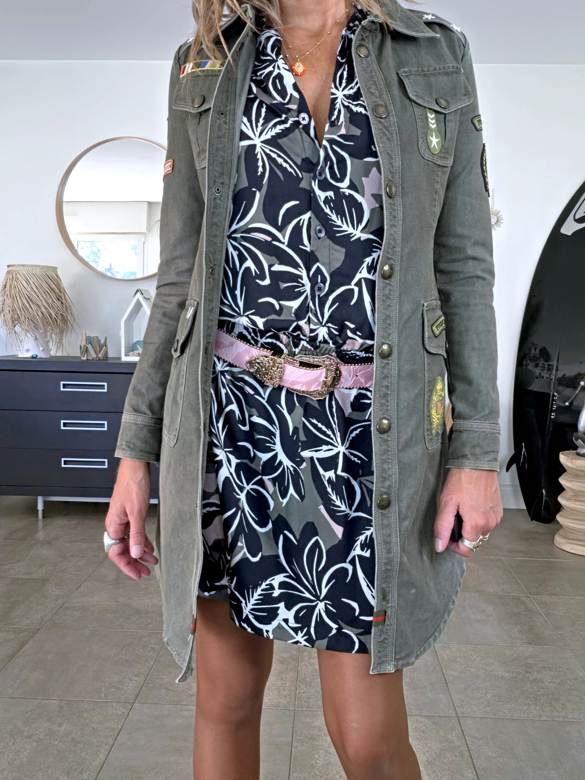 Robe chemise kaki militaire 2&amp;1 - 𝐌𝐚𝐫𝐢𝐧𝐚𝟒𝟒𝐟𝐚𝐦𝐢𝐥𝐲
