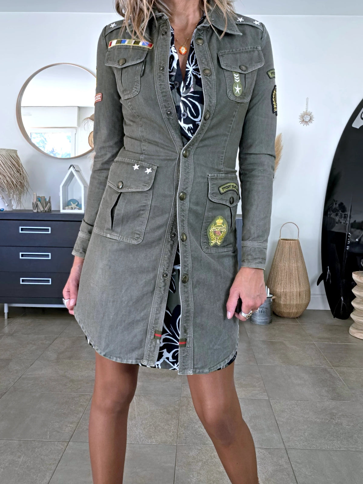 Robe chemise kaki militaire 2&amp;1 - 𝐌𝐚𝐫𝐢𝐧𝐚𝟒𝟒𝐟𝐚𝐦𝐢𝐥𝐲
