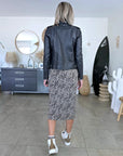 Perfecto noir 100% cuir muni de perles bijoux