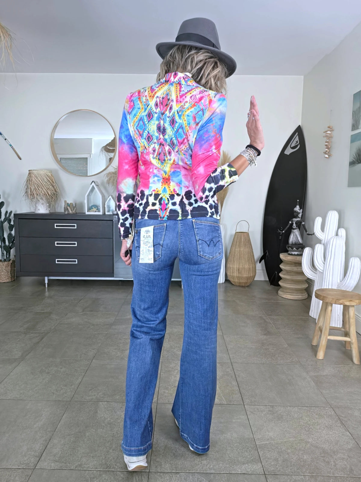 Jean bleu high flare