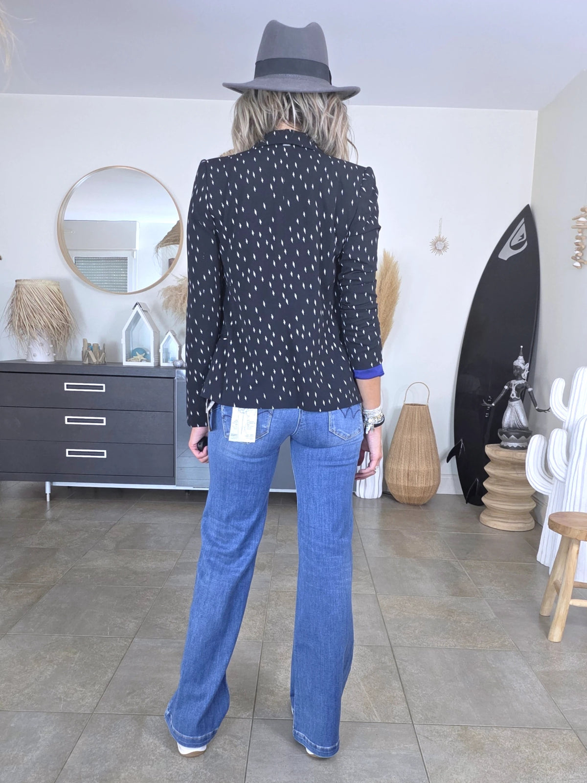 Veste noire à imprimé éclair blanc