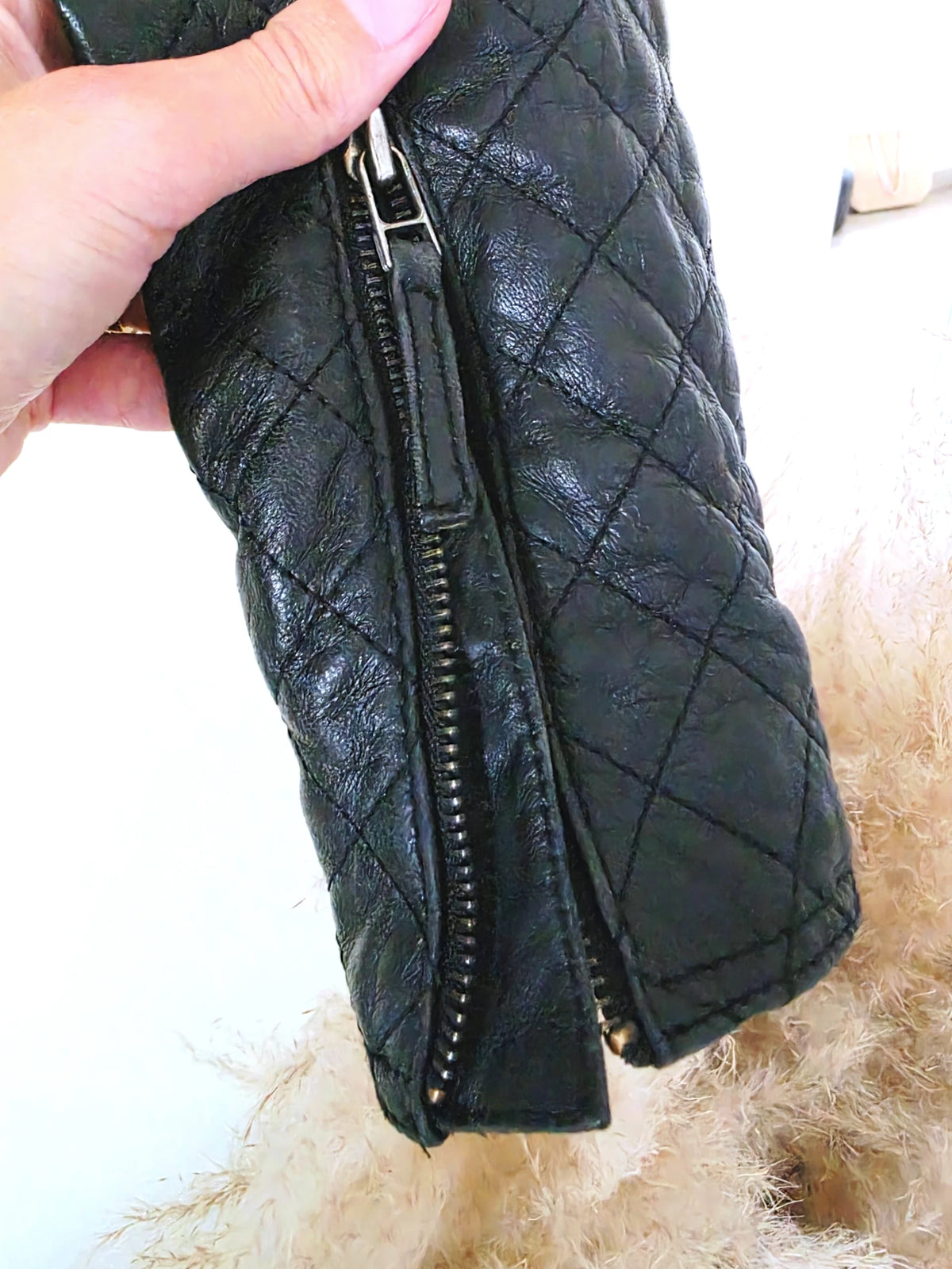 Perfecto noir matelassé 100% cuir