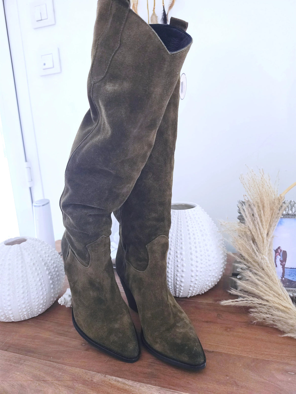 Bottes kaki 100% cuir fabrication Italienne