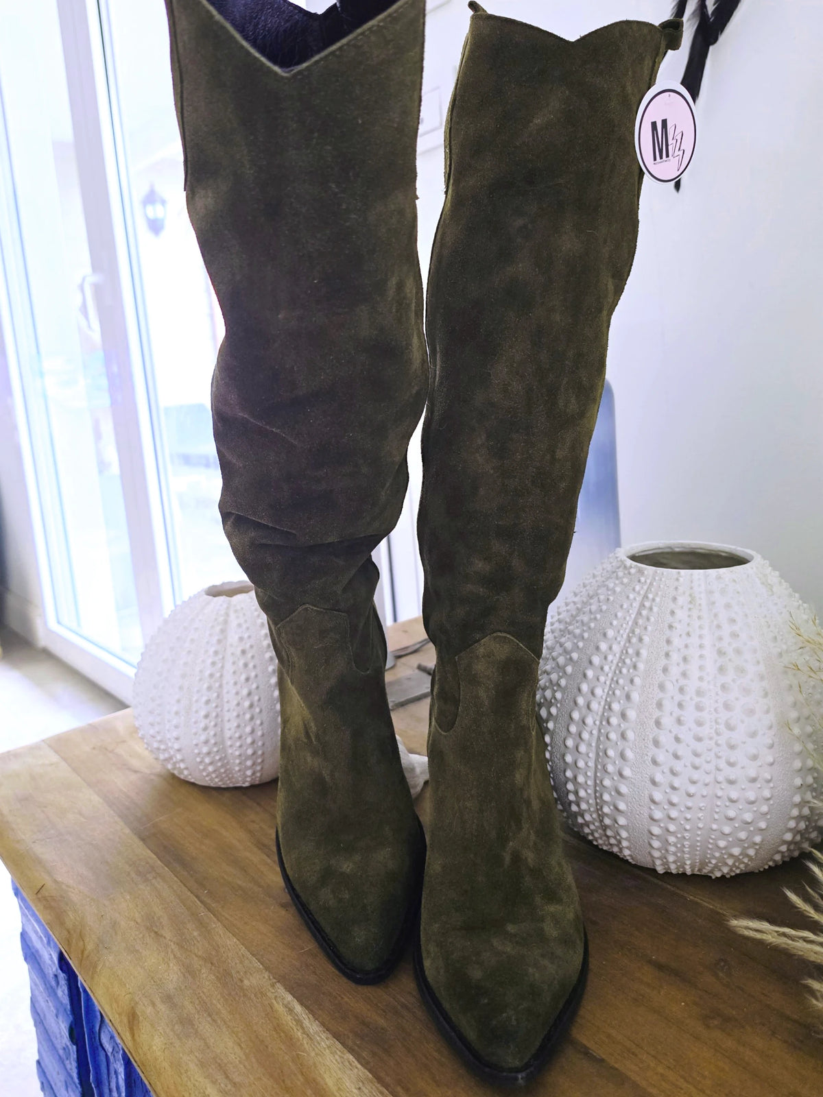 Bottes kaki 100% cuir fabrication Italienne