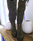 Bottes kaki 100% cuir fabrication Italienne