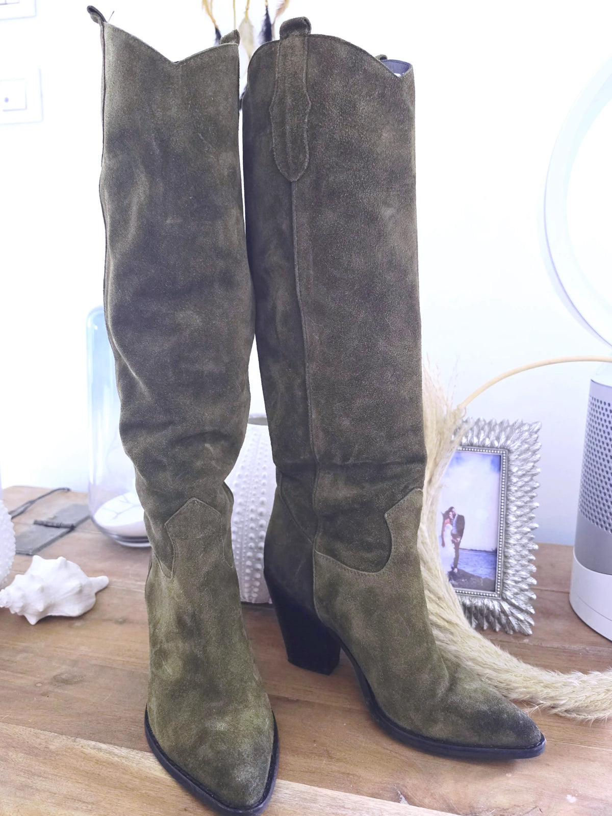 Bottes kaki 100% cuir fabrication Italienne