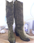 Bottes kaki 100% cuir fabrication Italienne