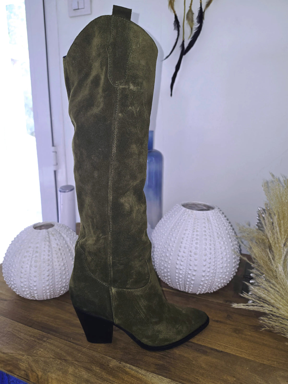 Bottes kaki 100% cuir fabrication Italienne