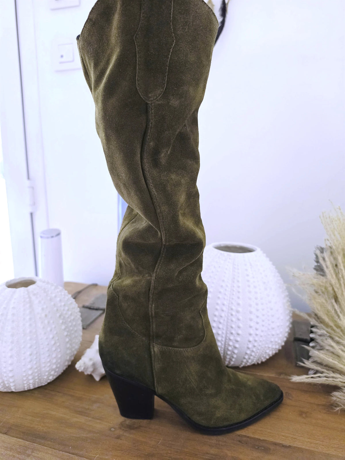 Bottes kaki 100% cuir fabrication Italienne