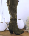 Bottes kaki 100% cuir fabrication Italienne