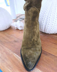 Bottes kaki 100% cuir fabrication Italienne