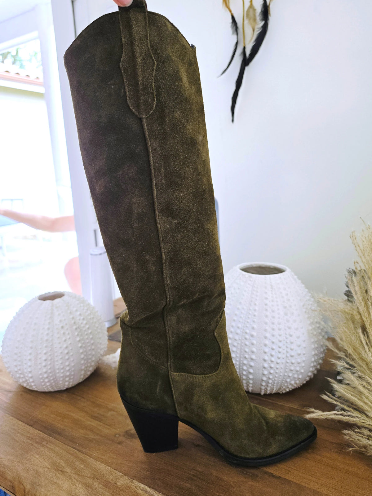 Bottes kaki 100% cuir fabrication Italienne