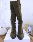 Bottes kaki 100% cuir fabrication Italienne