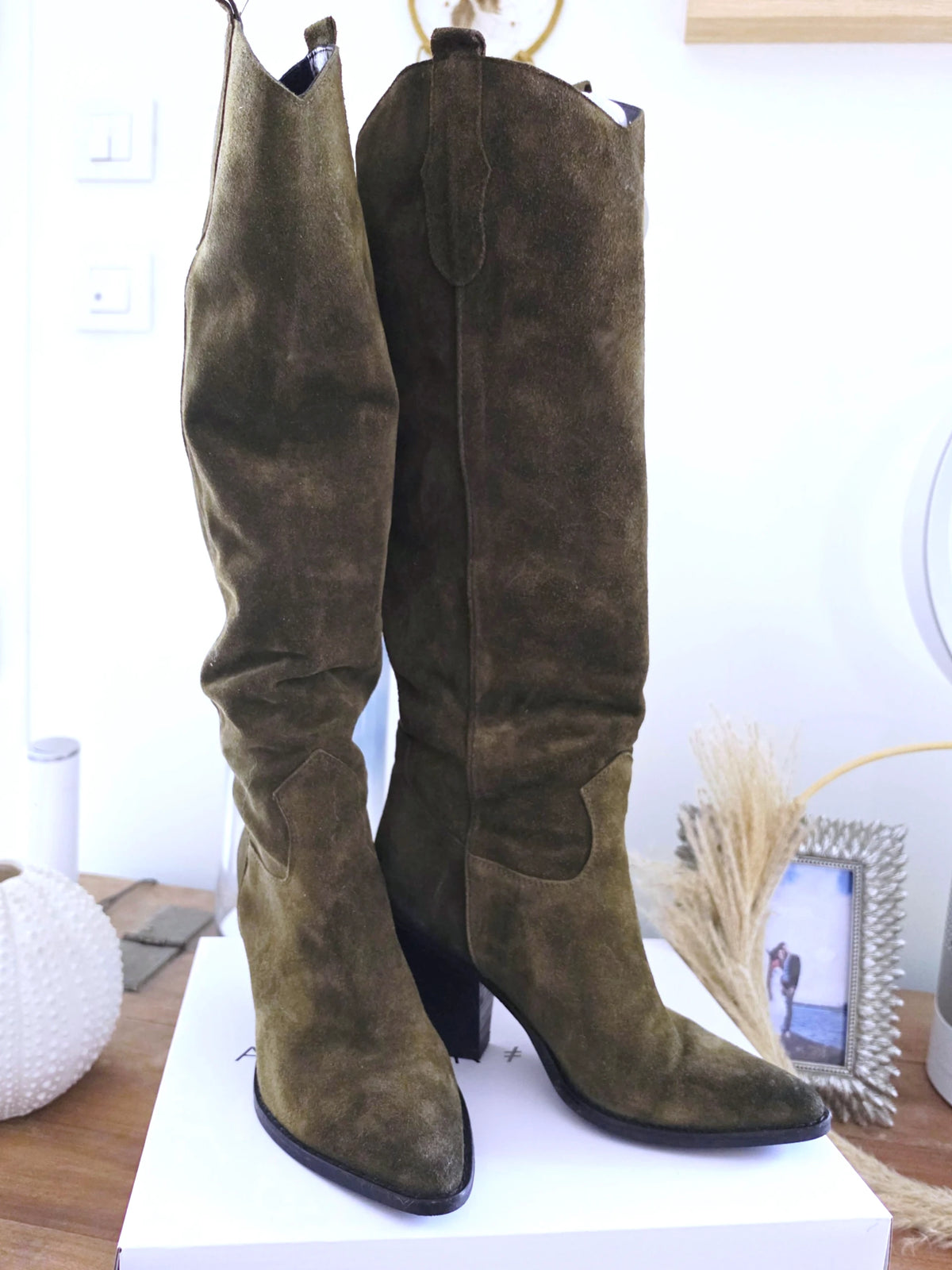 Bottes kaki 100% cuir fabrication Italienne