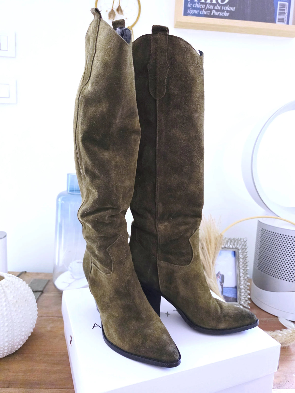Bottes kaki 100% cuir fabrication Italienne