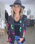 Blazer noir à tags fluo