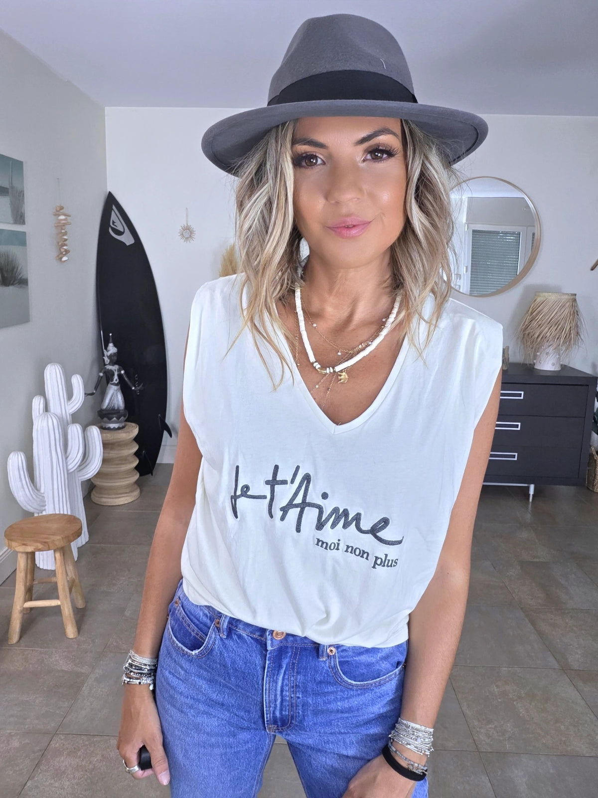 T-shirt écru "je t'aime ..."