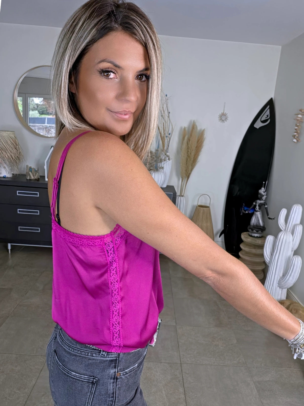 Débardeur fuchsia style lingerie - 𝐌𝐚𝐫𝐢𝐧𝐚𝟒𝟒𝐟𝐚𝐦𝐢𝐥𝐲