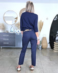 Pantalon chic et confort bleu marine à fines rayures - 𝐌𝐚𝐫𝐢𝐧𝐚𝟒𝟒𝐟𝐚𝐦𝐢𝐥𝐲