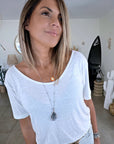 T-shirt blanc encolure en V au dos - 𝐌𝐚𝐫𝐢𝐧𝐚𝟒𝟒𝐟𝐚𝐦𝐢𝐥𝐲