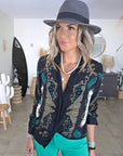 Chemise California noire à imprimé vert