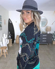Chemise California noire à imprimé vert