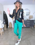Chemise California noire à imprimé vert