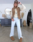 Veste marron taupe sans manche 100% cuir nubuck - 𝐌𝐚𝐫𝐢𝐧𝐚𝟒𝟒𝐟𝐚𝐦𝐢𝐥𝐲
