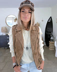Veste marron taupe sans manche 100% cuir nubuck - 𝐌𝐚𝐫𝐢𝐧𝐚𝟒𝟒𝐟𝐚𝐦𝐢𝐥𝐲