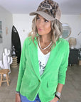 Veste velours ras vert "rock"