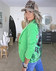 Veste velours ras vert "rock"