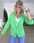 Veste velours ras vert "rock"