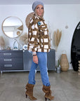 Manteau teddy bouclette à tags